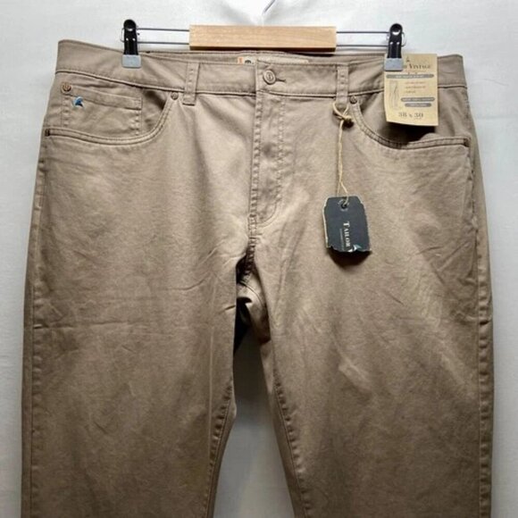 Taylor Vintage Khaki Pants Men's 38x30 Canaan Slim Fit Soft Stretch 5 Pocket NWT - Picture 2 of 16